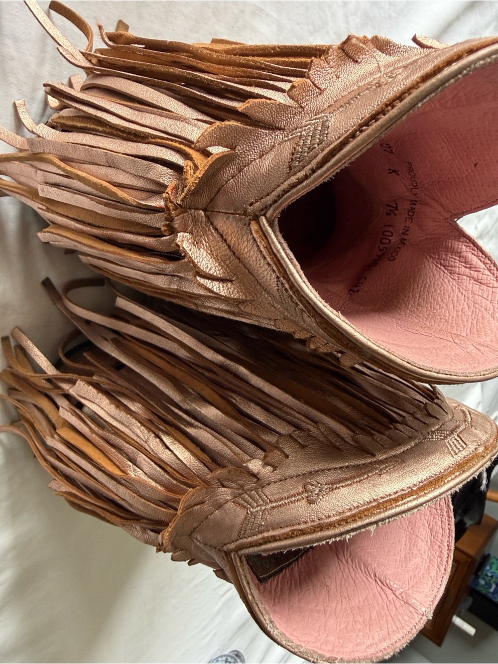 Women's Metallic Rose Fringe Western Ankle Boots - Picture 2 of 4